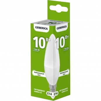Лампа светодиодная IEK GENERICA C35 свеча 10Вт 230В 4000К E14 Лампа светодиодная IEK GENERICA C35 свеча 10Вт 230В 4000К E14