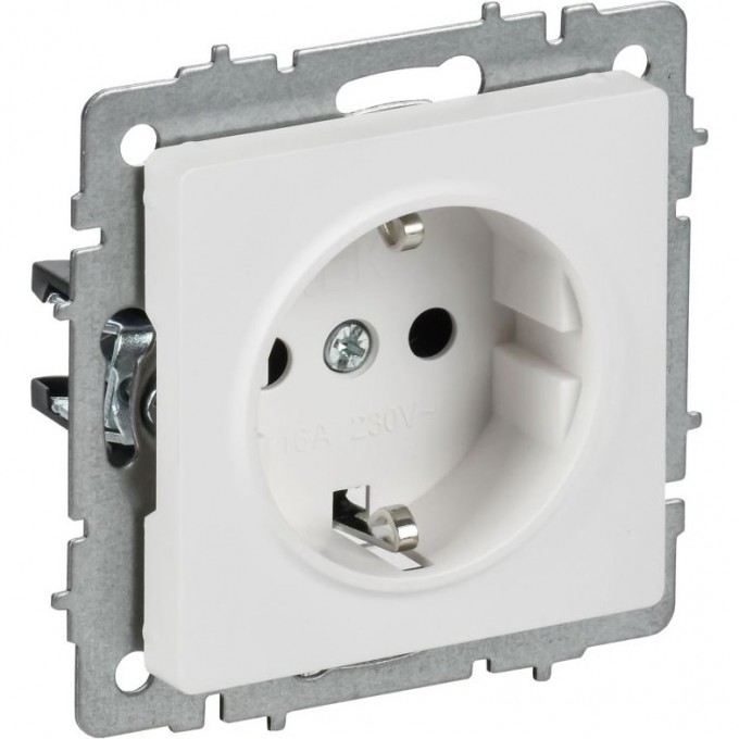 Розетка IEK BRITE РС14-1-0-БрАБ 16А с заземл. защ. шторки механизм арктич. бел. BR-R14-16-K91