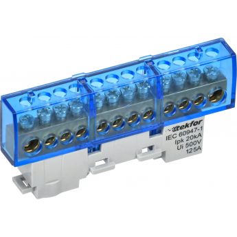 Шина нулевая N IEK TEKFOR TF-NN20-12-KL-K07 изолированная на универсальном держателе 8х12-12-С