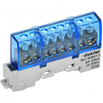 Шина нулевая N IEK TEKFOR TF-NN20-08-KL-K07 изолированная на универсальном держателе 8х12-8-С