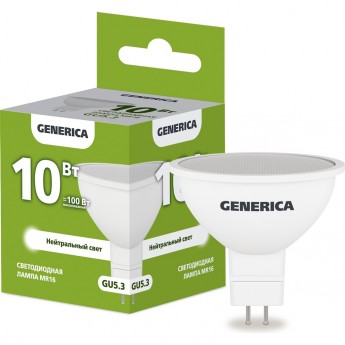 Светодиодная лампа GENERICA MR16 софит 10Вт 230В 4000К GU5.3 Светодиодная лампа GENERICA MR16 софит 10Вт 230В 4000К GU5.3